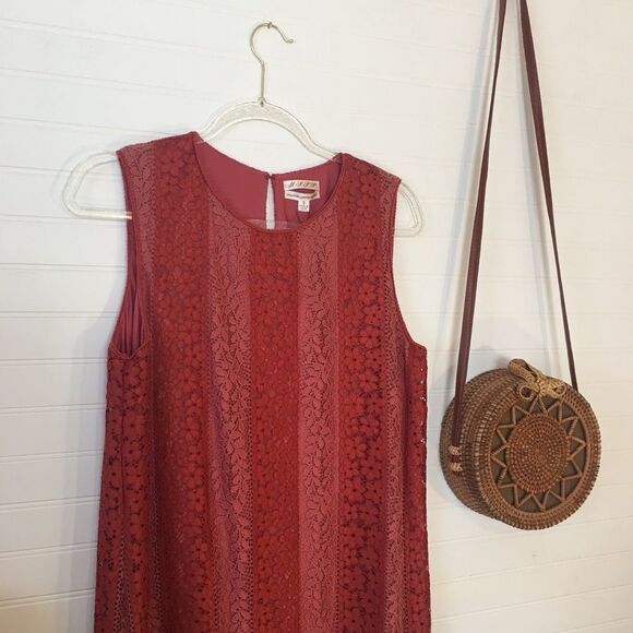 Max Studio M.S.S.P Lace Stripe Floral Midi Dress NWT Size Small - Picture 2 of 7